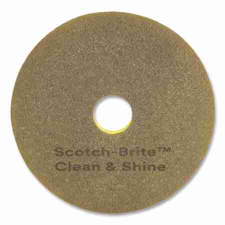 SCOTCH-BRITE Clean and Shine Pad, 15 in. Diameter, Brown/Yellow, 5PK 7100148013